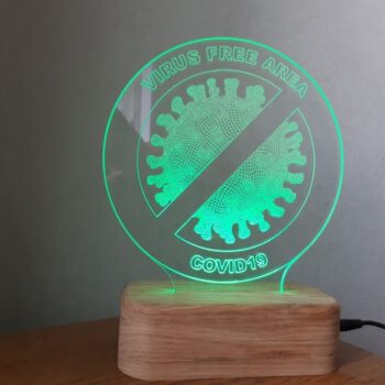 Intra απο ξύλο plywood 3mm-4mm πάχος - Ακρυλική λάμπα πινακίδας για τον κορωνοϊό Δίασταση 20x20 cm Intraeaxys-p7ymje57 - Image 1