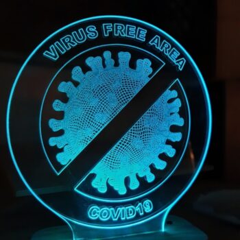 Intra απο ξύλο plywood 3mm-4mm πάχος - Ακρυλική λάμπα πινακίδας για τον κορωνοϊό Δίασταση 20x20 cm Intraeaxys-p7ymje57 - Image 3