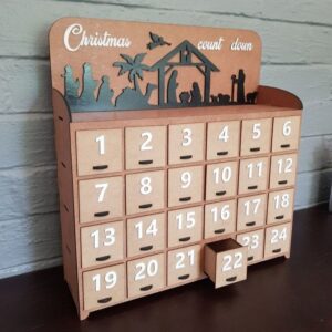 Intra απο ξύλο plywood 3mm-4mm πάχος - Christmas Wooden Advent Calendar 24 Drawers Αρχείο DWG Δίασταση 10x10 cm Intraeaxys-ro6y22q7