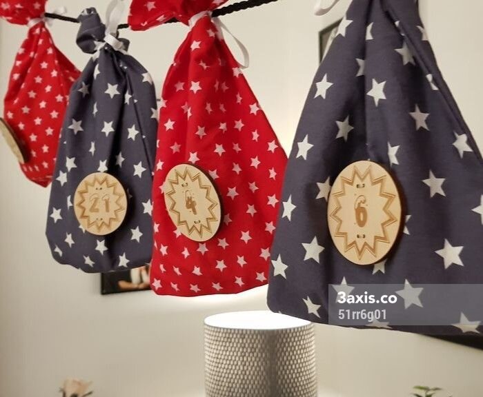 Intra απο ξύλο plywood 3mm-4mm πάχος - Αρχείο PDF Wooden Advent Calendar Numbers Δίασταση 30x30 cm Intraeaxys-51rr6g01