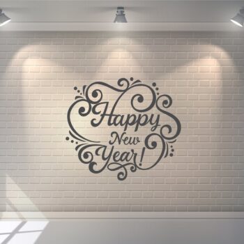 Intra απο ξύλο plywood 3mm-4mm πάχος - Ευτυχισμένο το νέο έτος γράμματα Δίασταση 30x30 cm Intraeaxys-pok3y997 - Image 1