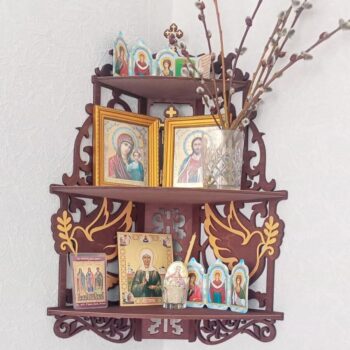 Intra απο ξύλο plywood 3mm-4mm πάχος - Ράφι εικονοστασίου για εικονίδια Δίασταση 30x30 cm Intraeaxys-qomm85ro - Image 1