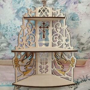 Intra απο ξύλο plywood 3mm-4mm πάχος - Γωνιακό ράφι τριών επιπέδων για εικονίδια Δίασταση 30x30 cm Intraeaxys-m1d6ejy7