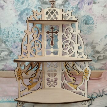 Intra απο ξύλο plywood 3mm-4mm πάχος - Γωνιακό ράφι τριών επιπέδων για εικονίδια Δίασταση 30x30 cm Intraeaxys-m1d6ejy7 - Image 1