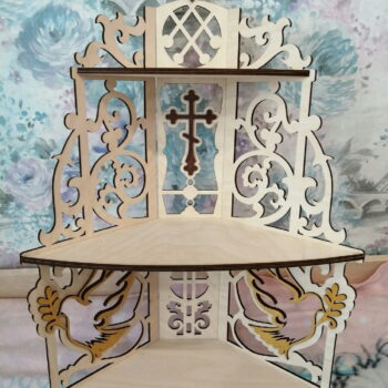 Intra απο ξύλο plywood 3mm-4mm πάχος - Γωνιακό ράφι τριών επιπέδων για εικονίδια Δίασταση 30x30 cm Intraeaxys-m1d6ejy7 - Image 3