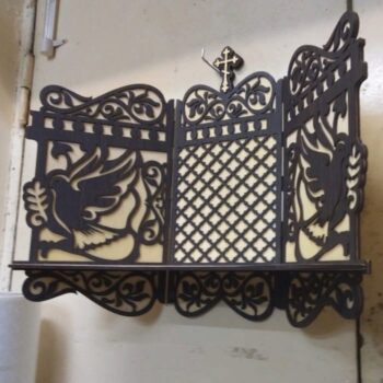 Intra απο ξύλο plywood 3mm-4mm πάχος - Ξύλινο ράφι εικονοστασίου για εικονίδια Δίασταση 30x30 cm Intraeaxys-r7vmw557 - Image 3