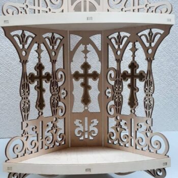 Intra απο ξύλο plywood 3mm-4mm πάχος - Γωνιακό ράφι Βωμού Δίασταση 30x30 cm Intraeaxys-e1gk4j8o - Image 1