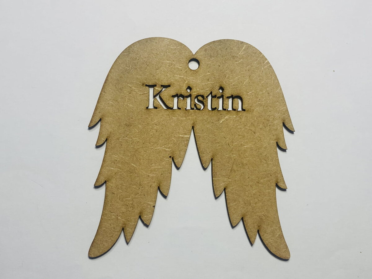 Intra απο ξύλο plywood 3mm-4mm πάχος - Χριστουγεννιάτικο στολίδι με φτερά αγγέλου Δίασταση 10x10 cm Intraeaxys-6o3y2xp7