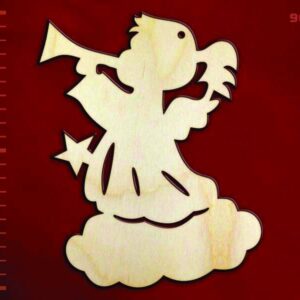 Intra απο ξύλο plywood 3mm-4mm πάχος - Χριστουγεννιάτικος Άγγελος με Τρομπέτα Δίασταση 30x30 cm Intraeaxys-lopq0257