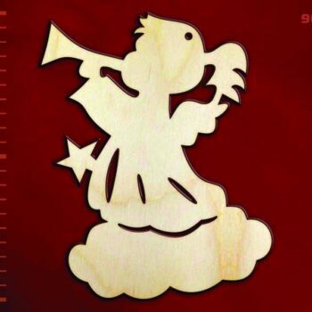 Intra απο ξύλο plywood 3mm-4mm πάχος - Χριστουγεννιάτικος Άγγελος με Τρομπέτα Δίασταση 30x30 cm Intraeaxys-lopq0257 - Image 1