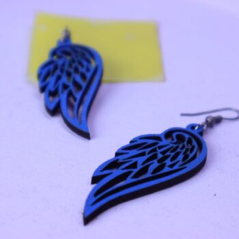 Intra απο ξύλο plywood 3mm-4mm πάχος - Σκουλαρίκια με φτερού αγγέλου Δίασταση 3x3 cm Intraeaxys-voq2pk5o - Image 4