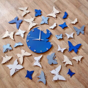 Intra απο ξύλο plywood 3mm-4mm πάχος - Ρολόι πεταλούδων Δίασταση 30x30 cm Intraeaxys-yon0knp7 - Image 1