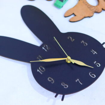 Intra απο ξύλο plywood 3mm-4mm πάχος - Ρολόι τοίχου λαγουδάκι Δίασταση 30x30 cm Intraeaxys-eo4q6ly7 - Image 5