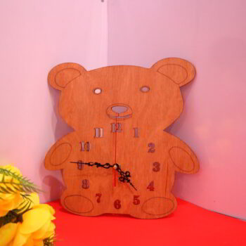 Intra απο ξύλο plywood 3mm-4mm πάχος - Ρολόι αρκουδάκι Δίασταση 30x30 cm Intraeaxys-ro6yre67 - Image 5