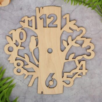 Intra απο ξύλο plywood 3mm-4mm πάχος - Ρολόι τοίχου δέντρων και πουλιών Δίασταση 30x30 cm Intraeaxys-d1lvgx6o - Image 1