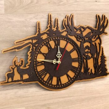 Intra απο ξύλο plywood 3mm-4mm πάχος - Ρολόι τοίχου Forest Deer Διακοσμητικό τοίχου κυνηγιού Δίασταση 30x30 cm Intraeaxys-e1gkgvmo - Image 1