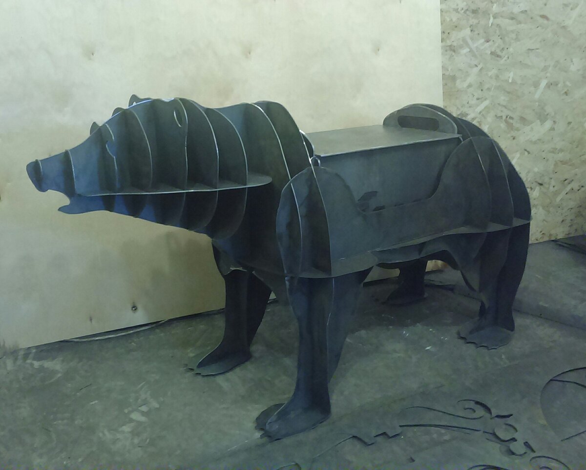 Intra απο ξύλο plywood 3mm-4mm πάχος - Bear BBQ cnc διανυσματικό σχέδιο Δίασταση 30x30 cm Intraeaxys-eo0yng7g