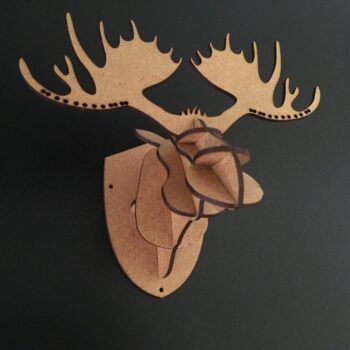 Intra απο ξύλο plywood 3mm-4mm πάχος - Moose Head 3D Δίασταση 30x30 cm Intraeaxys-m1d6jkx7 - Image 1