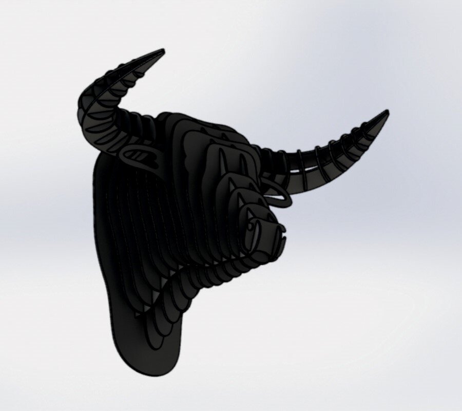 Intra απο ξύλο plywood 3mm-4mm πάχος - Ξύλινη κεφαλή ταύρου στον τοίχο Δίασταση 30x30 cm Intraeaxys-pok3qwk7