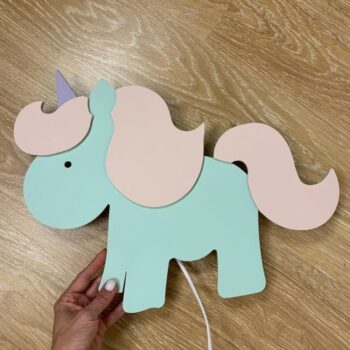 Intra απο ξύλο plywood 3mm-4mm πάχος - Φωτιστικό Unicorn Διακόσμηση τοίχου παιδικού δωματίου Δίασταση 30x30 cm Intraeaxys-voqrg6d7 - Image 3