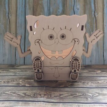 Intra απο ξύλο plywood 3mm-4mm πάχος - Μολυβοθήκη Μπομπ Σφουγγαράκης Δίασταση 30x30 cm Intraeaxys-67wl8gw1 - Image 3