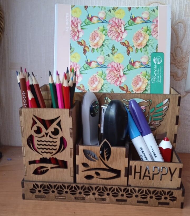 Intra απο ξύλο plywood 3mm-4mm πάχος - Ξύλινη οργάνωση γραφείου Owl Δίασταση 30x30 cm Intraeaxys-r7vmw227