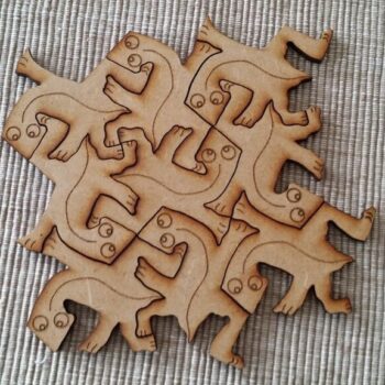 Intra απο ξύλο plywood 3mm-4mm πάχος - Escher Lizards Geckos Δίασταση 30x30 cm Intraeaxys-078y3qqo - Image 1