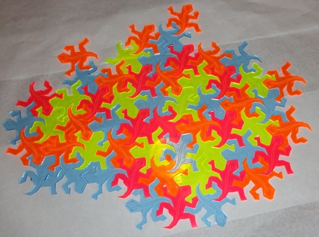 Intra απο ξύλο plywood 3mm-4mm πάχος - Escher Style Tessellating Lizards Δίασταση 30x30 cm Intraeaxys-lopqxgz7