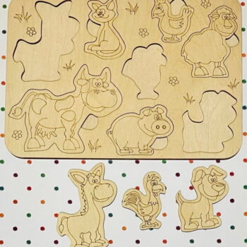 Intra απο ξύλο plywood 3mm-4mm πάχος - Animals Wooden Peg Puzzle Πίνακας παζλ με ζώα Δίασταση 30x30 cm Intraeaxys-e1gkv38o - Image 1