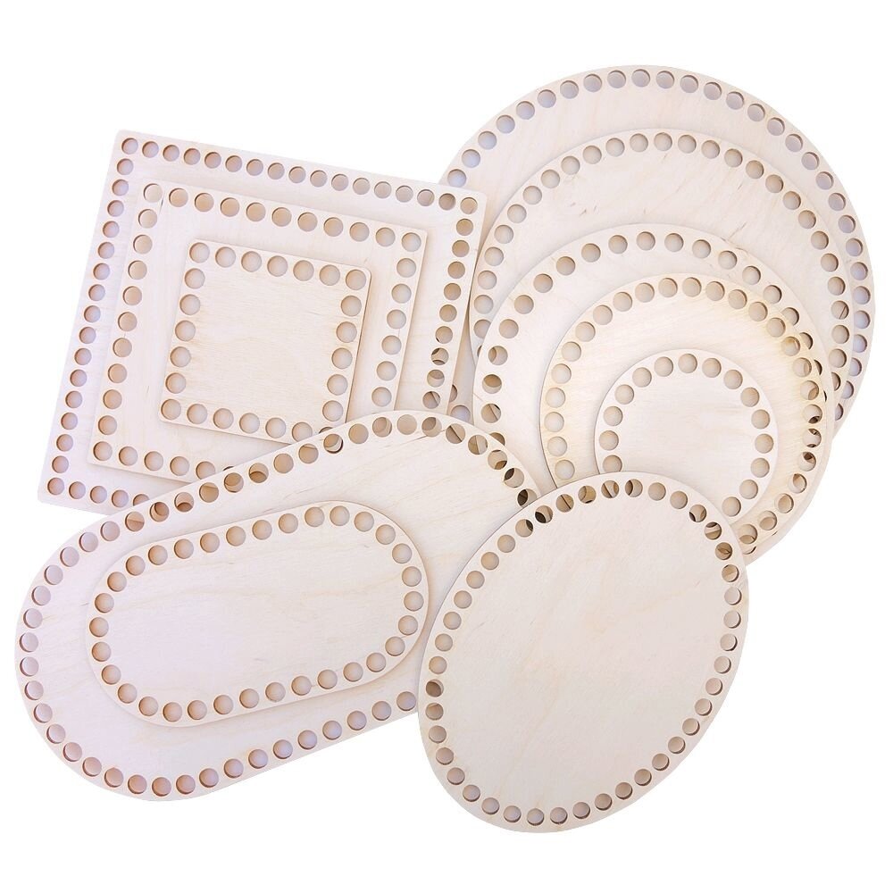 Intra απο ξύλο plywood 3mm-4mm πάχος - Βάση καλαθιού με βελονάκι ξύλινο καλάθι με κυκλικό οβάλ τετράγωνο Δίασταση 30x30 cm Intraeaxys-91jd4gp1