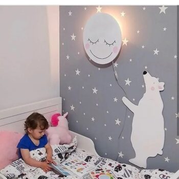 Intra απο ξύλο plywood 3mm-4mm πάχος - Διακόσμηση τοίχου Polar Bear Cute Moon For Baby Nursery Decor Παιδικό ντεκόρ παιδικού δωματίου Δίασταση 30x30 cm Intraeaxys-6o3n8rp1 - Image 3
