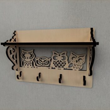 Intra απο ξύλο plywood 3mm-4mm πάχος - Owl Decor Επιτοίχια ράφι για παλτό Ράφι εισόδου με γάντζο Δίασταση 30x30 cm Intraeaxys-voq2vqqo - Image 1