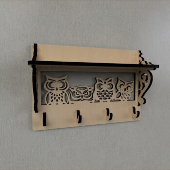 Intra απο ξύλο plywood 3mm-4mm πάχος - Owl Decor Επιτοίχια ράφι για παλτό Ράφι εισόδου με γάντζο Δίασταση 30x30 cm Intraeaxys-voq2vqqo - Image 4