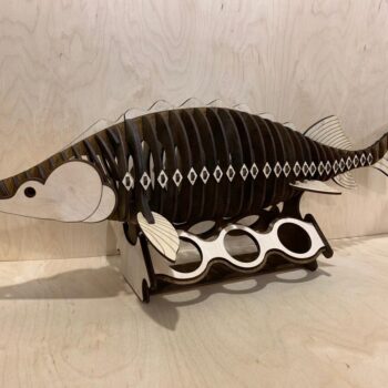 Intra απο ξύλο plywood 3mm-4mm πάχος - Θήκη Μπουκαλιού Κρασιού σε σχήμα ψαριού 3mm 6mm Δίασταση 30x30 cm Intraeaxys-joed94d1 - Image 1