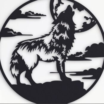 Intra απο ξύλο plywood 3mm-4mm πάχος - Wolf Wall Art Δίασταση 30x30 cm Intraeaxys-yone0jpo - Image 1