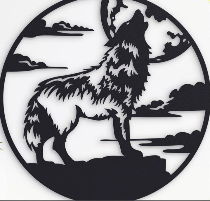 Intra απο ξύλο plywood 3mm-4mm πάχος - Wolf Wall Art Δίασταση 30x30 cm Intraeaxys-yone0jpo