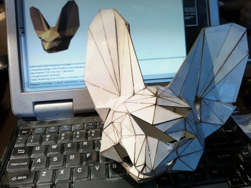 Intra απο ξύλο plywood 3mm-4mm πάχος - Papercraft Fennec Fox Δίασταση 30x30 cm Intraeaxys-p7yrmlpo