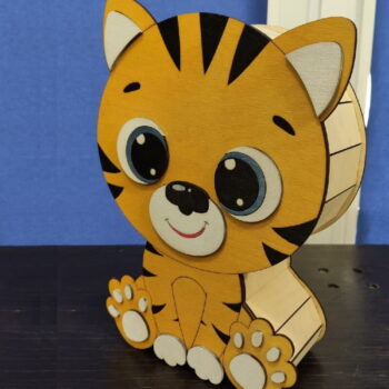 Intra απο ξύλο plywood 3mm-4mm πάχος - Ξύλινο χαριτωμένο κουτί τίγρης Δίασταση 30x30 cm Intraeaxys-eo205p67 - Image 1