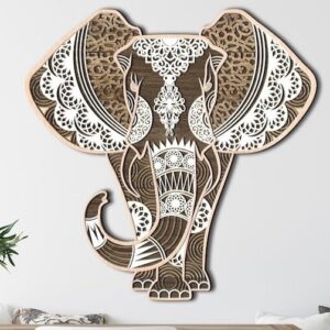 Intra απο ξύλο plywood 3mm-4mm πάχος - Elephant Multi Layer Mandala Δίασταση 30x30 cm Intraeaxys-lopqwq57