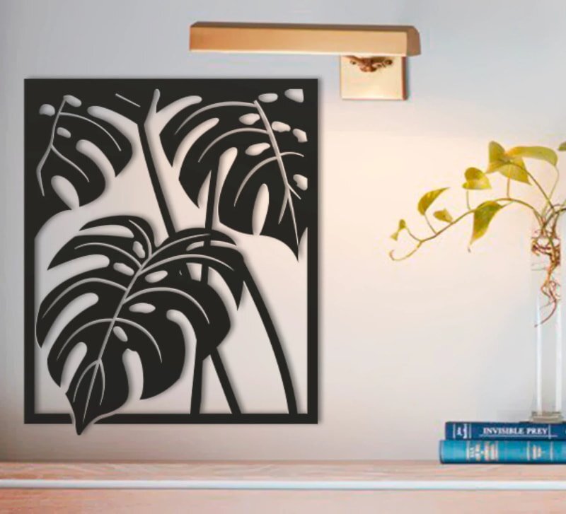 Intra απο ξύλο plywood 3mm-4mm πάχος - Monstera Wall Art Panel Δίασταση 30x30 cm Intraeaxys-6o3n86r1