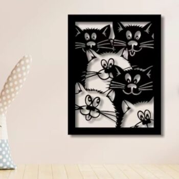 Intra απο ξύλο plywood 3mm-4mm πάχος - Διακόσμηση τοίχου Cats Δίασταση 30x30 cm Intraeaxys-0788ygq7 - Image 1