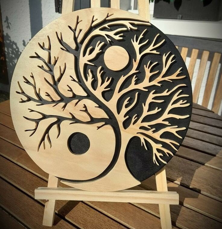 Intra απο ξύλο plywood 3mm-4mm πάχος - Γιν Γιανγκ Μάνταλα Δίασταση 30x30 cm Intraeaxys-e1gkd3mo