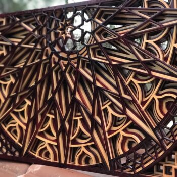 Intra απο ξύλο plywood 3mm-4mm πάχος - Πολυεπίπεδη τέχνη τοίχου Δίασταση 30x30 cm Intraeaxys-r1z2e8n1 - Image 3