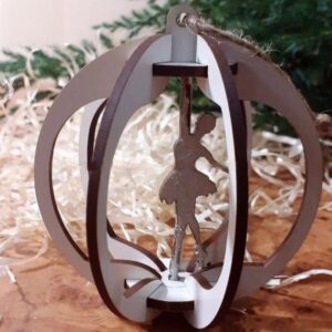 Intra απο ξύλο plywood 3mm-4mm πάχος - Τρισδιάστατο χριστουγεννιάτικο στολίδι μπαλαρίνας Δίασταση 10x10 cm Intraeaxys-6o3yrek7