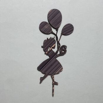 Intra απο ξύλο plywood 3mm-4mm πάχος - Κορίτσι με τούρτα γενεθλίων με μπαλόνι Δίασταση 30x30 cm Intraeaxys-voq205jo - Image 1