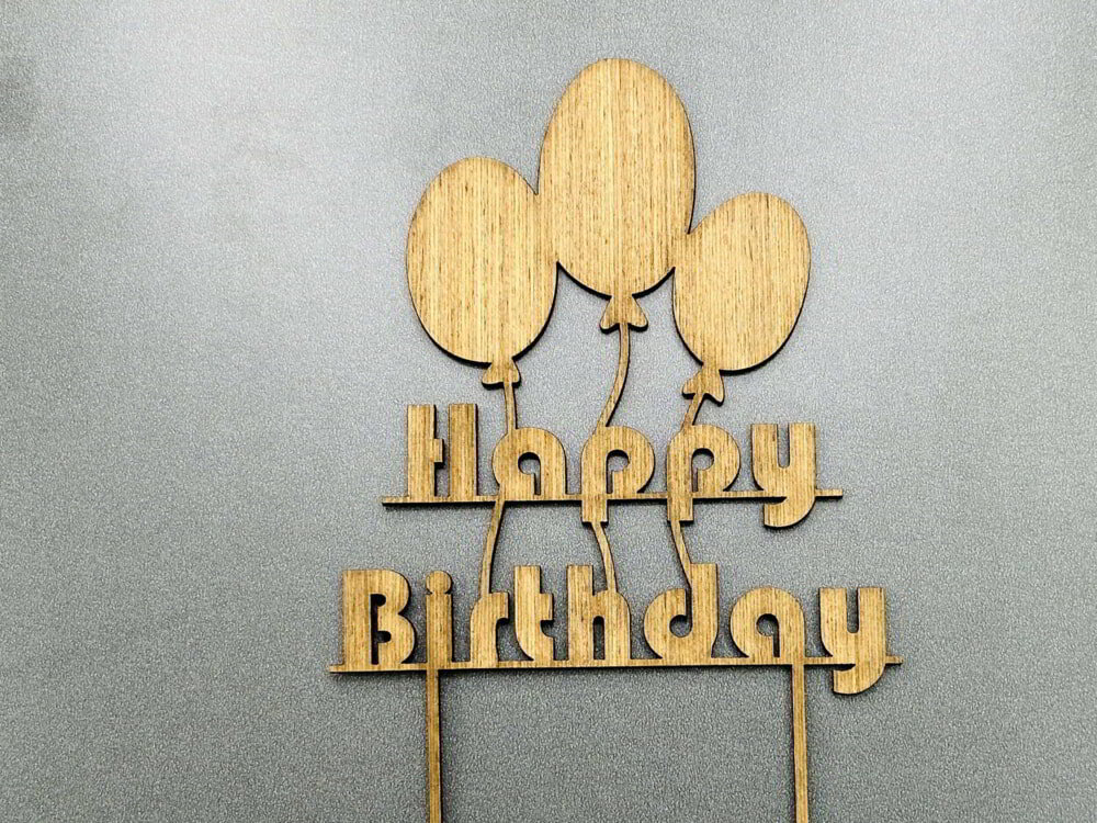 Intra απο ξύλο plywood 3mm-4mm πάχος - Μπαλόνι Cake Topper Διακόσμηση τούρτας γενεθλίων Δίασταση 30x30 cm Intraeaxys-p7ymxn57
