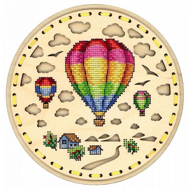 Intra απο ξύλο plywood 3mm-4mm πάχος - Διακοσμητικό αερόστατο σταυροβελονιά 18х18см Δίασταση 30x30 cm Intraeaxys-r1z2wpm1