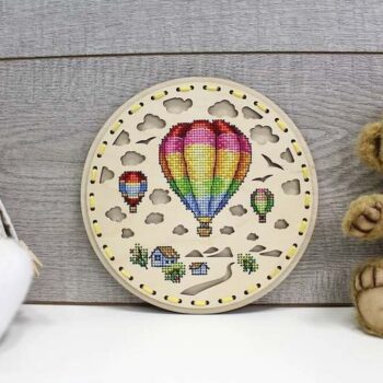 Intra απο ξύλο plywood 3mm-4mm πάχος - Διακοσμητικό αερόστατο σταυροβελονιά 18х18см Δίασταση 30x30 cm Intraeaxys-r1z2wpm1 - Image 3