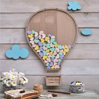 Intra απο ξύλο plywood 3mm-4mm πάχος - Βιβλίο επισκεπτών Wedding Hot Air Balloon Δίασταση 30x30 cm Intraeaxys-eo208q37 - Image 1