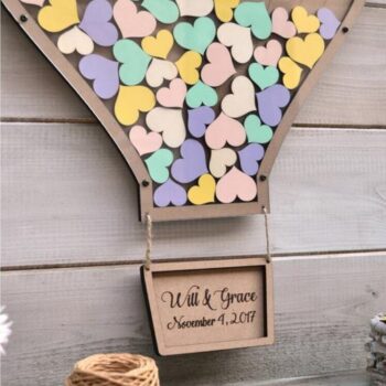 Intra απο ξύλο plywood 3mm-4mm πάχος - Βιβλίο επισκεπτών Wedding Hot Air Balloon Δίασταση 30x30 cm Intraeaxys-eo208q37 - Image 3